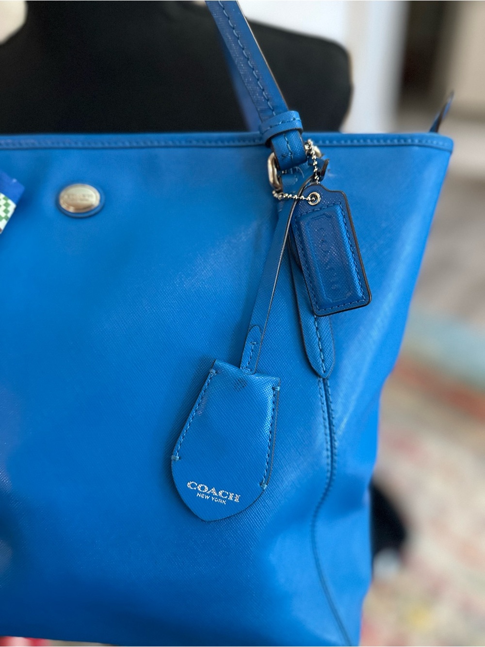 Coach Saffiano Peyton Royal Blue Leather Tote - Picture 4 of 11
